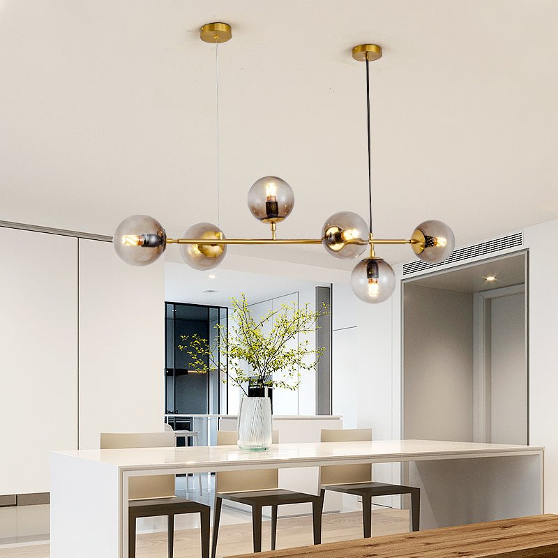 Lustra Pendant Lamp Orb Brass Glass for Living Room - Letslighting