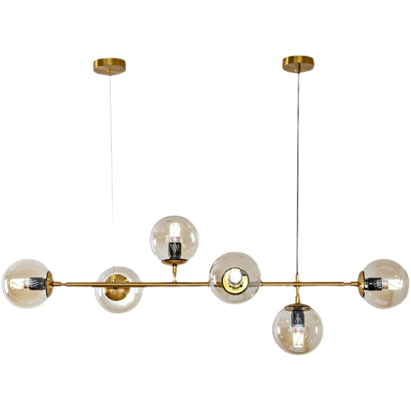 Lustra Pendant Lamp Orb Brass Glass for Living Room - Letslighting