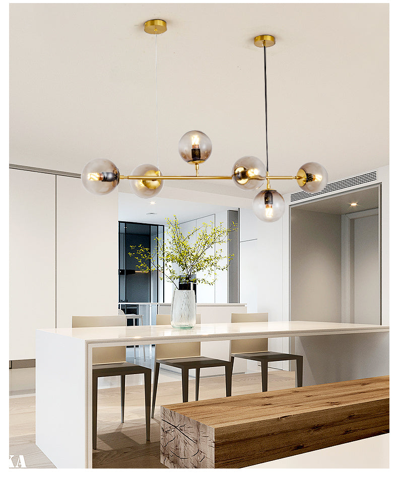 Lustra Pendant Lamp Orb Brass Glass for Living Room - Letslighting