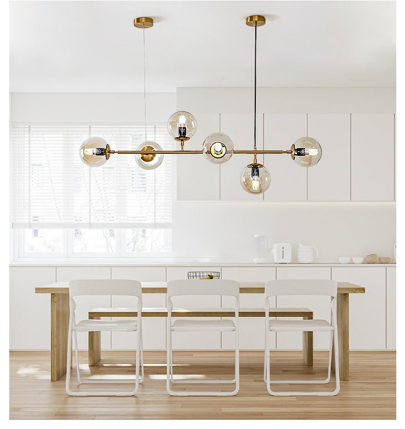 Lustra Pendant Lamp Orb Brass Glass for Living Room - Letslighting