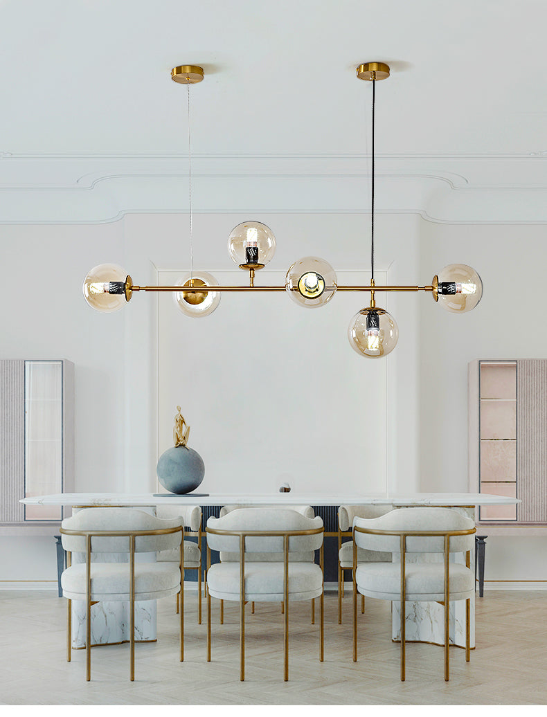 Lustra Pendant Lamp Orb Brass Glass for Living Room - Letslighting
