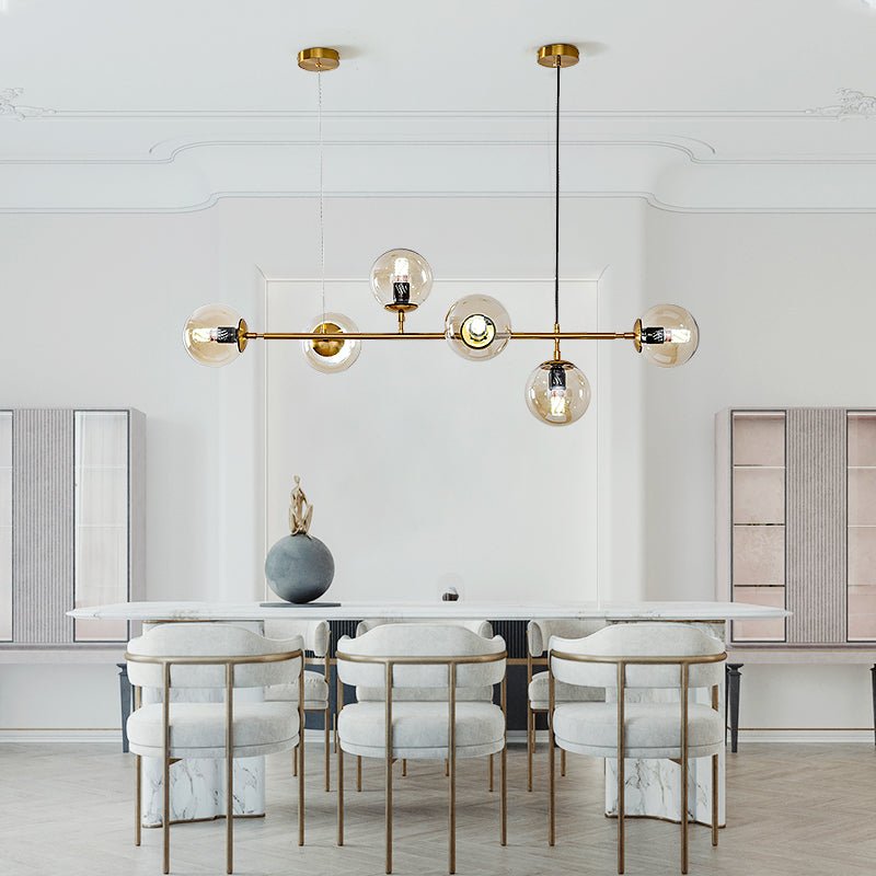 Lustra Pendant Lamp Orb Brass Glass for Living Room - Letslighting