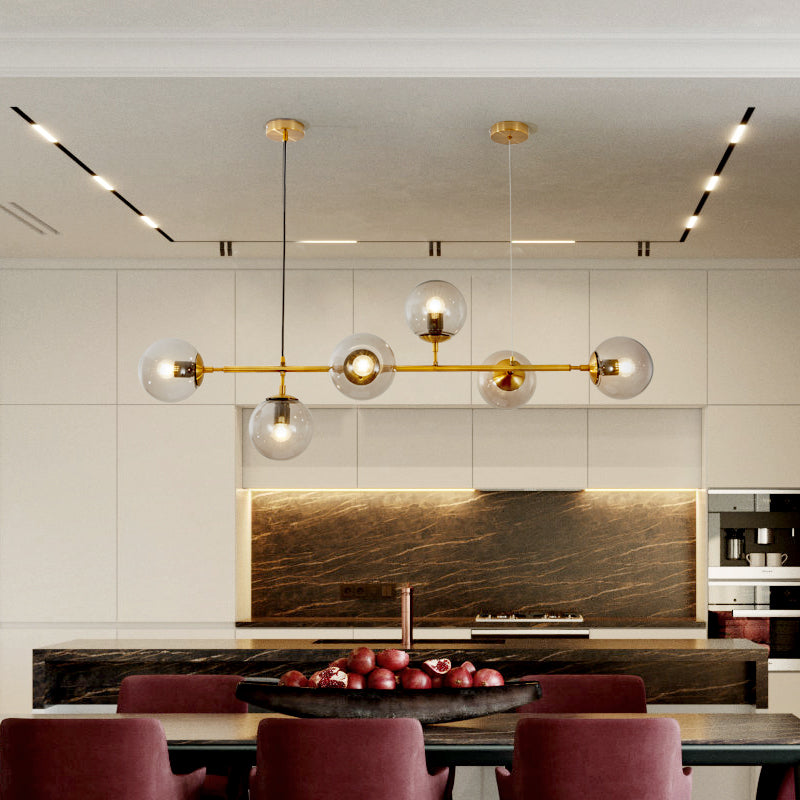 Lustra Pendant Lamp Orb Brass Glass for Living Room - Letslighting