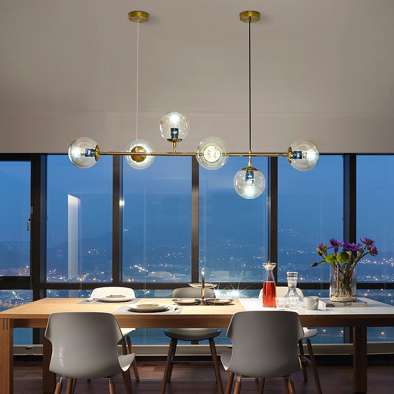 Lustra Pendant Lamp Orb Brass Glass for Living Room - Letslighting