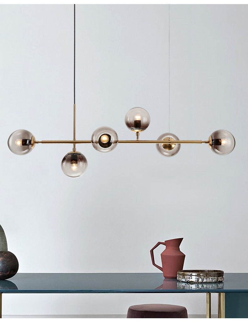 Lustra Pendant Lamp Orb Brass Glass for Living Room - Letslighting
