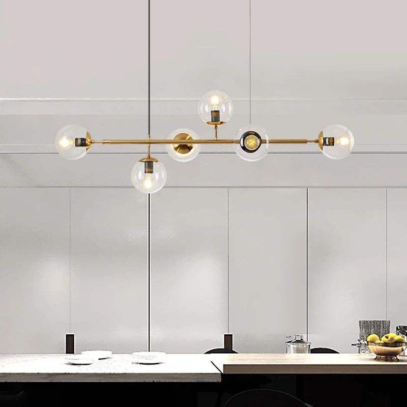 Lustra Pendant Lamp Orb Brass Glass for Living Room - Letslighting