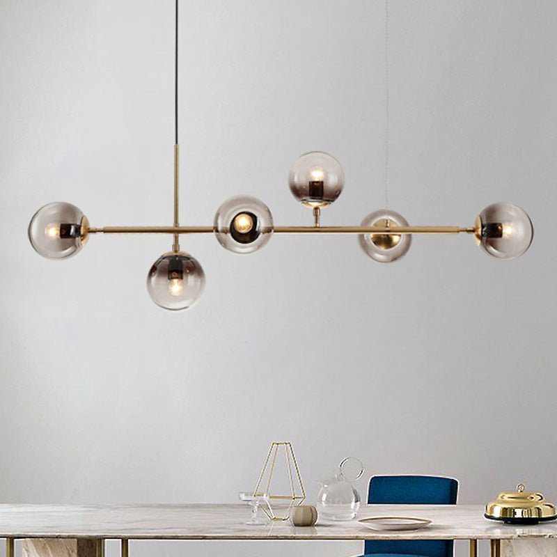Lustra Pendant Lamp Orb Brass Glass for Living Room - Letslighting