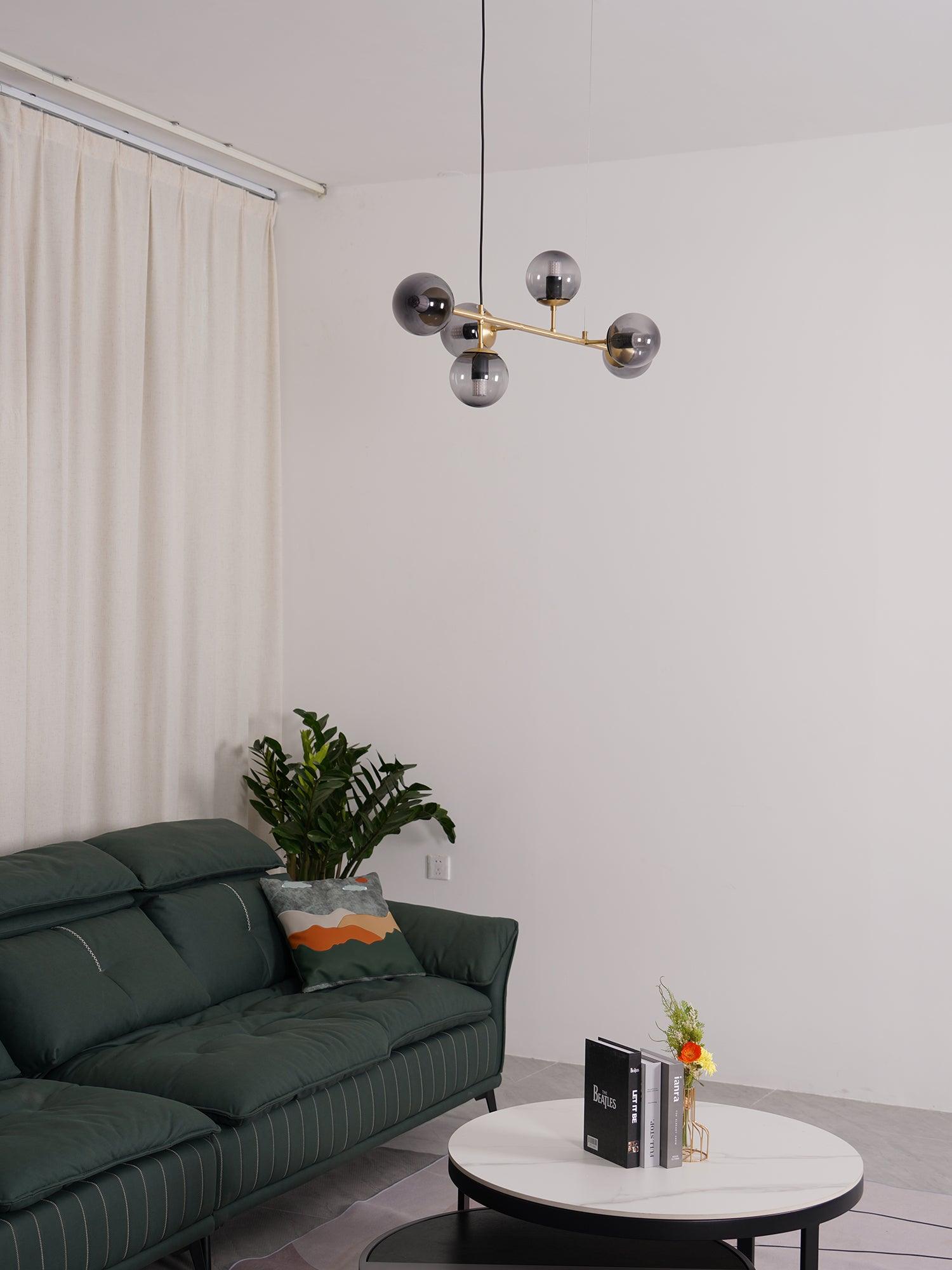 Lustra Pendant Lamp Orb Brass Glass for Living Room - Letslighting