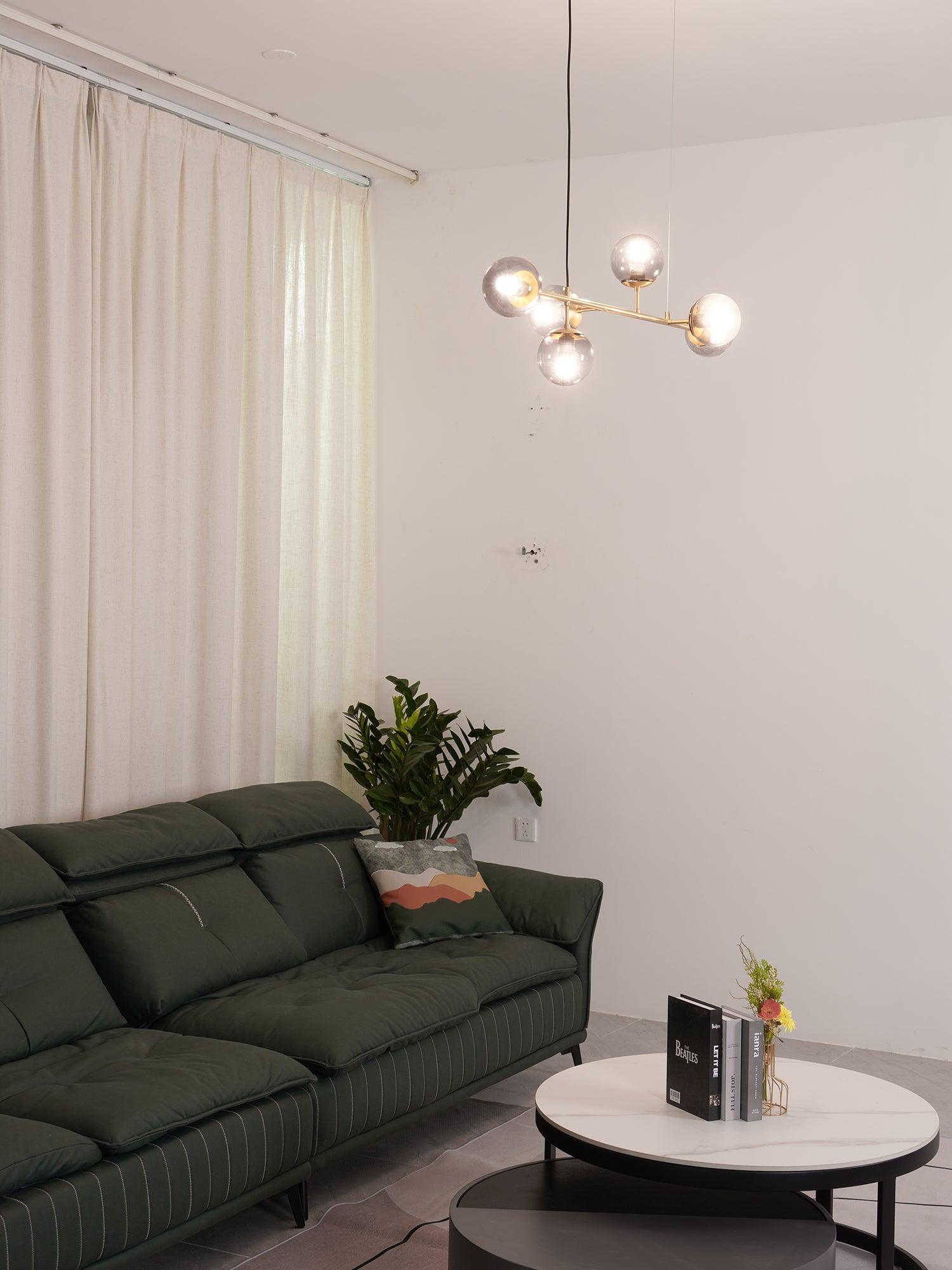 Lustra Pendant Lamp Orb Brass Glass for Living Room - Letslighting