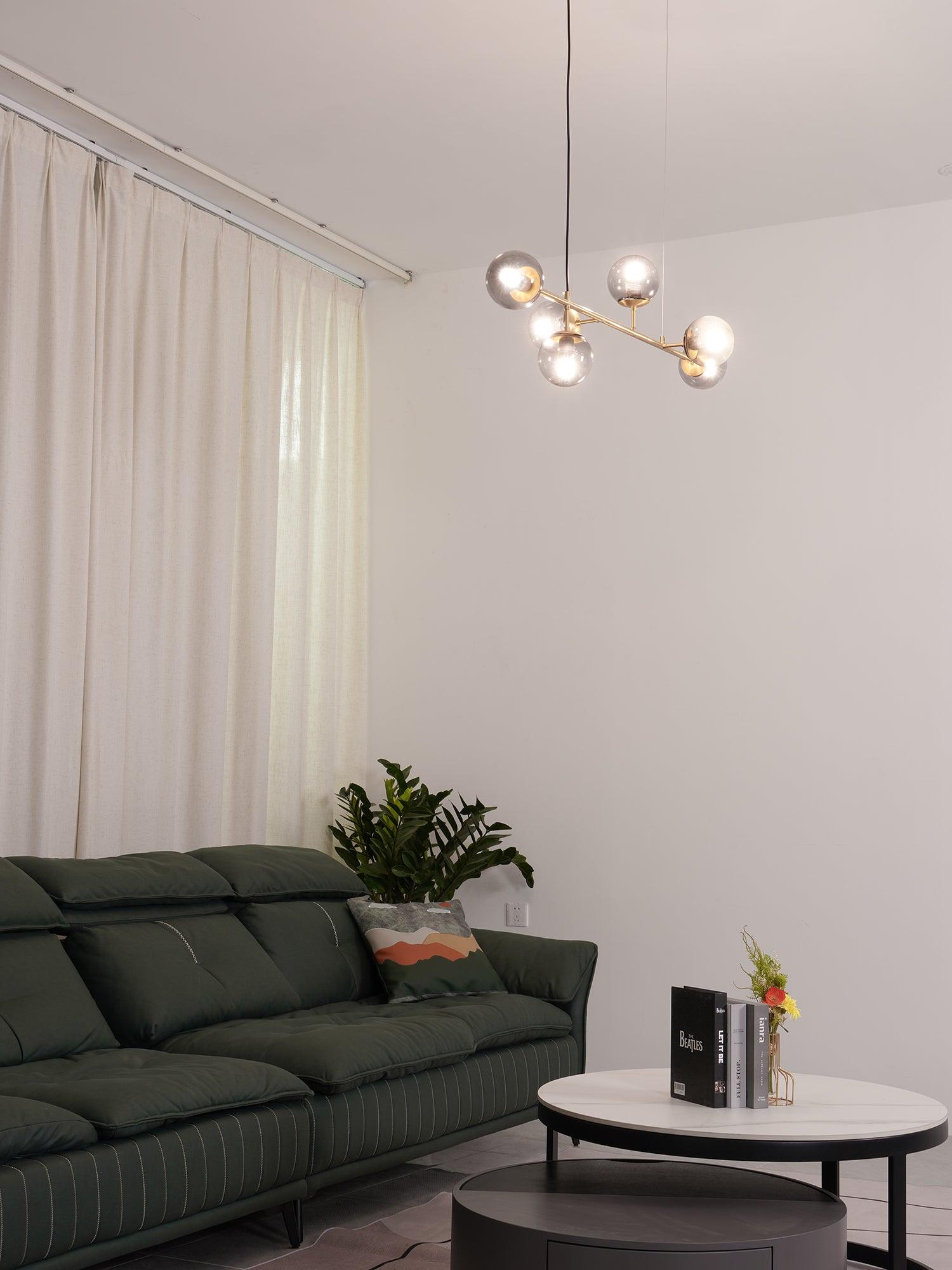 Lustra Pendant Lamp Orb Brass Glass for Living Room - Letslighting