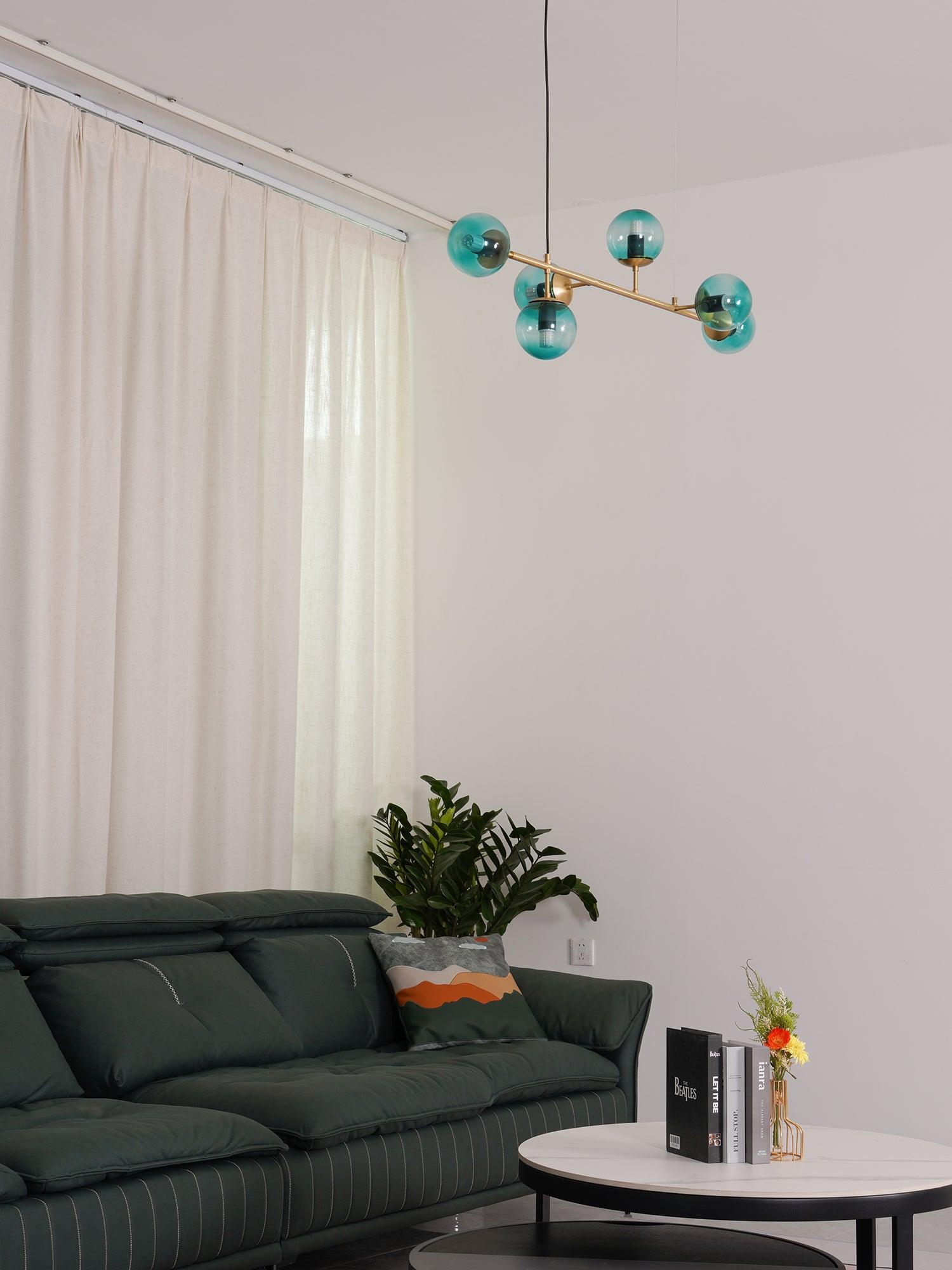 Lustra Pendant Lamp Orb Brass Glass for Living Room - Letslighting