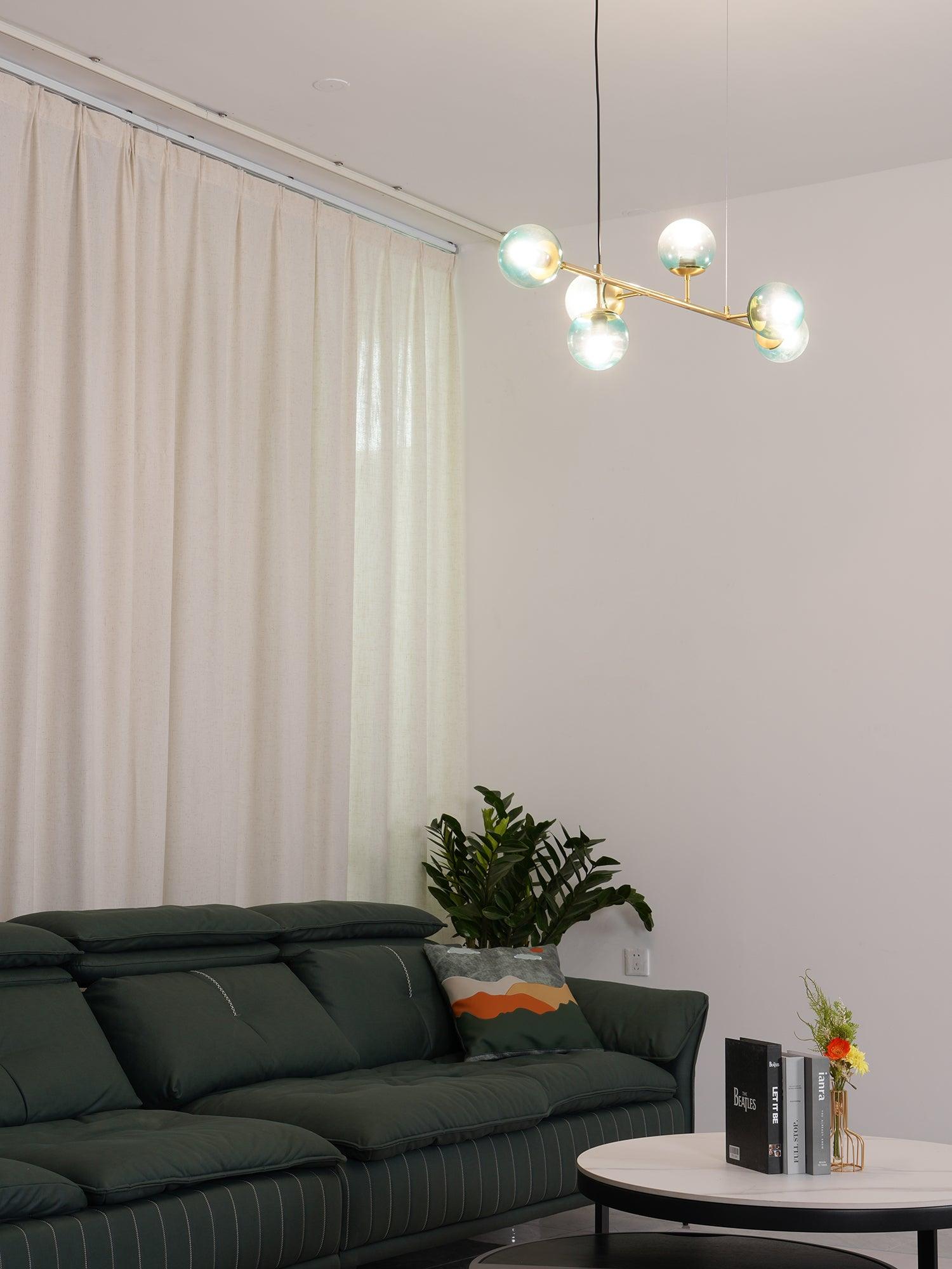 Lustra Pendant Lamp Orb Brass Glass for Living Room - Letslighting