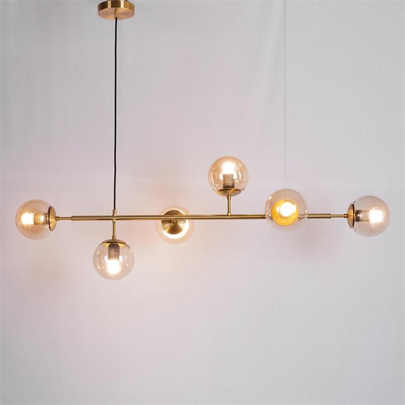 Lustra Pendant Lamp Orb Brass Glass for Living Room - Letslighting