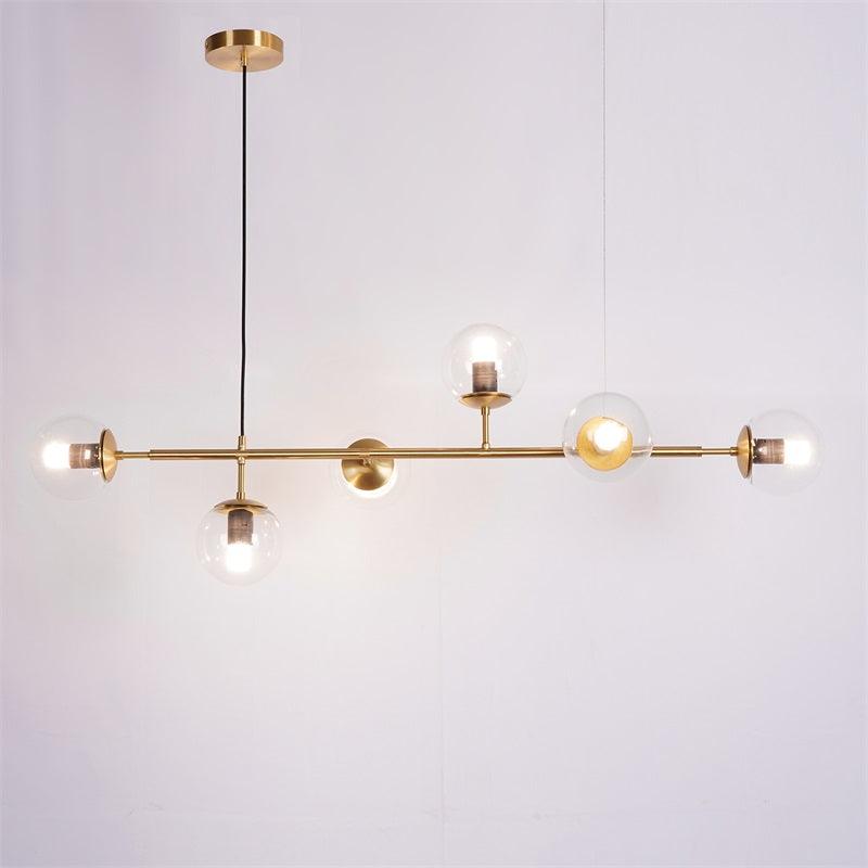 Lustra Pendant Lamp Orb Brass Glass for Living Room - Letslighting