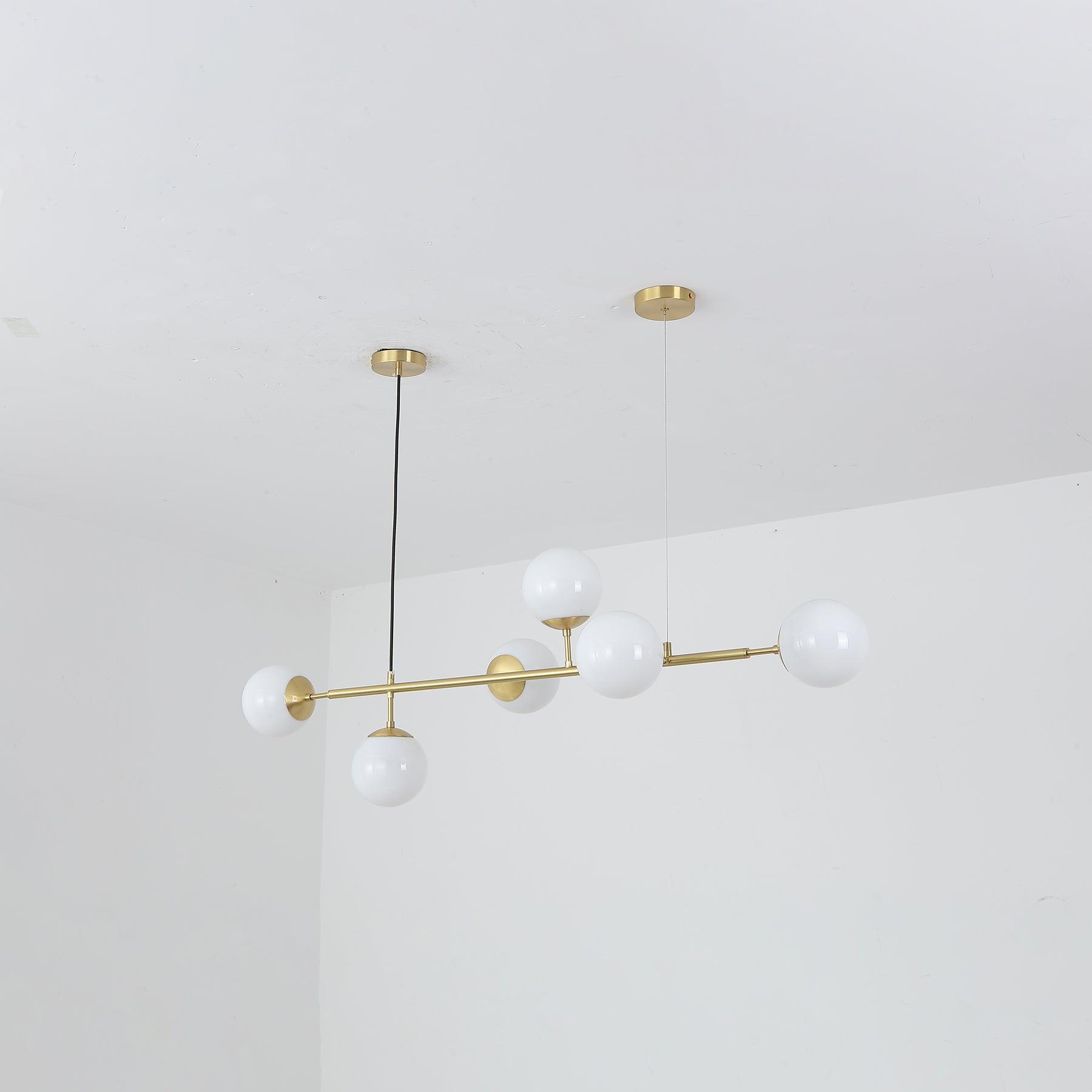 Lustra Pendant Lamp Orb Brass Glass for Living Room - Letslighting