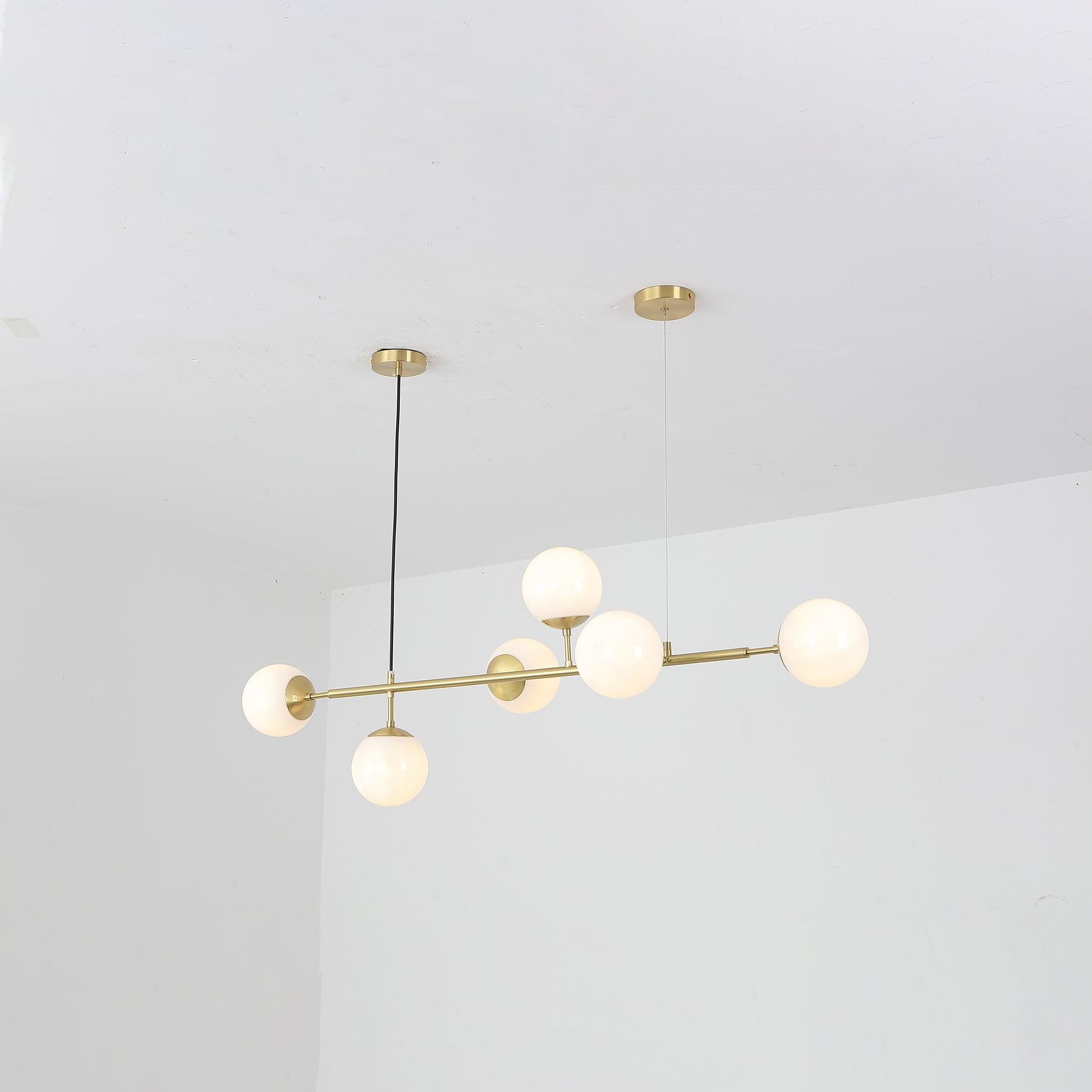Lustra Pendant Lamp Orb Brass Glass for Living Room - Letslighting