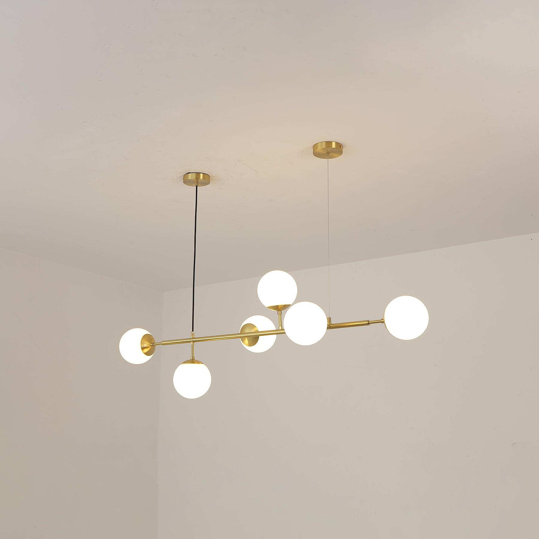 Lustra Pendant Lamp Orb Brass Glass for Living Room - Letslighting