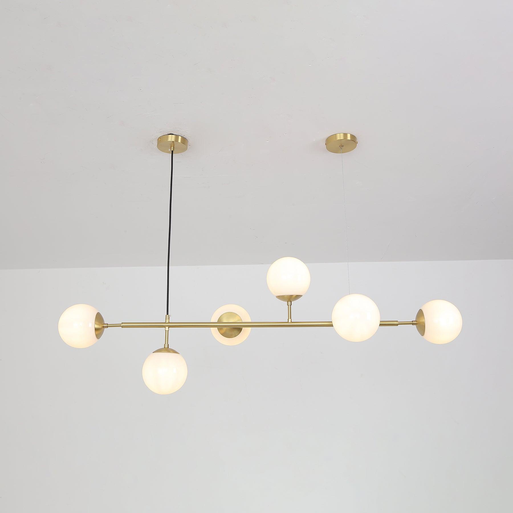 Lustra Pendant Lamp Orb Brass Glass for Living Room - Letslighting