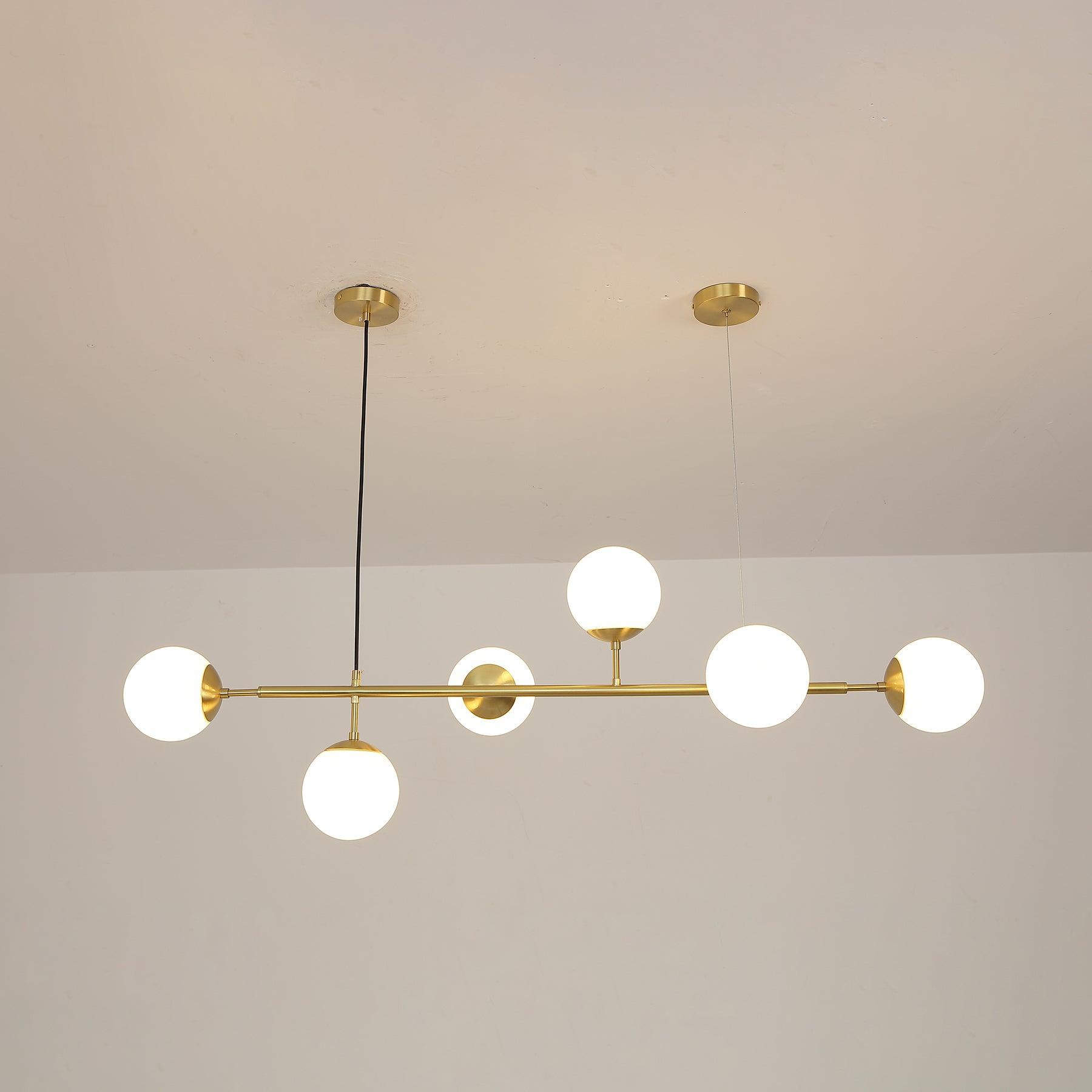 Lustra Pendant Lamp Orb Brass Glass for Living Room - Letslighting