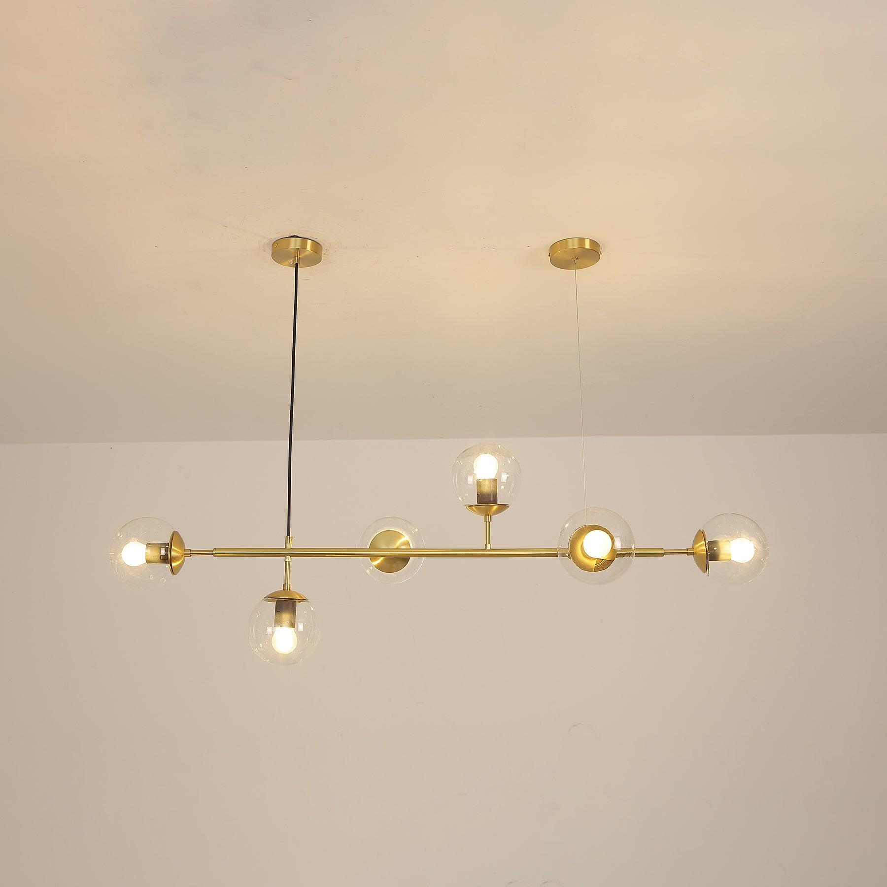 Lustra Pendant Lamp Orb Brass Glass for Living Room - Letslighting