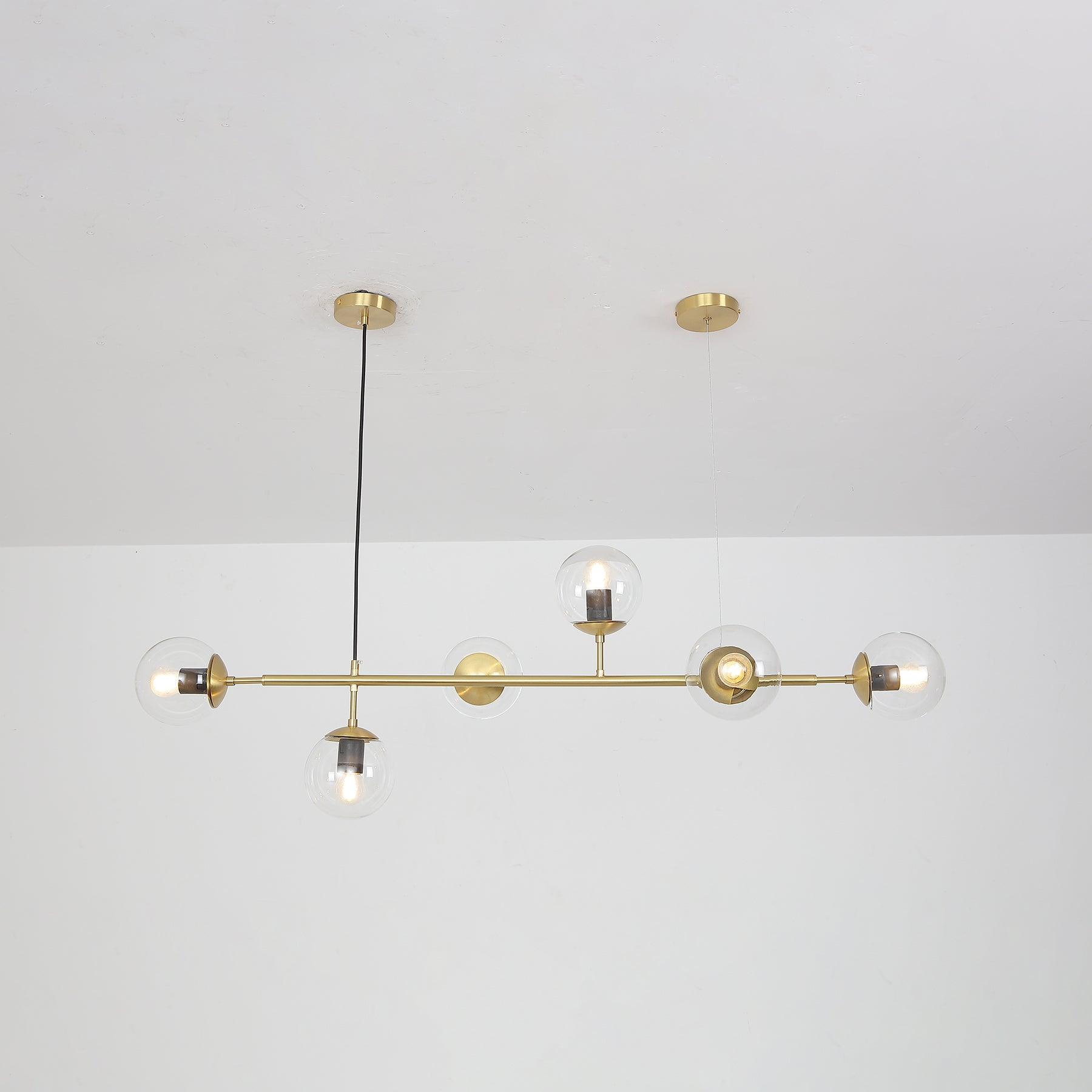 Lustra Pendant Lamp Orb Brass Glass for Living Room - Letslighting
