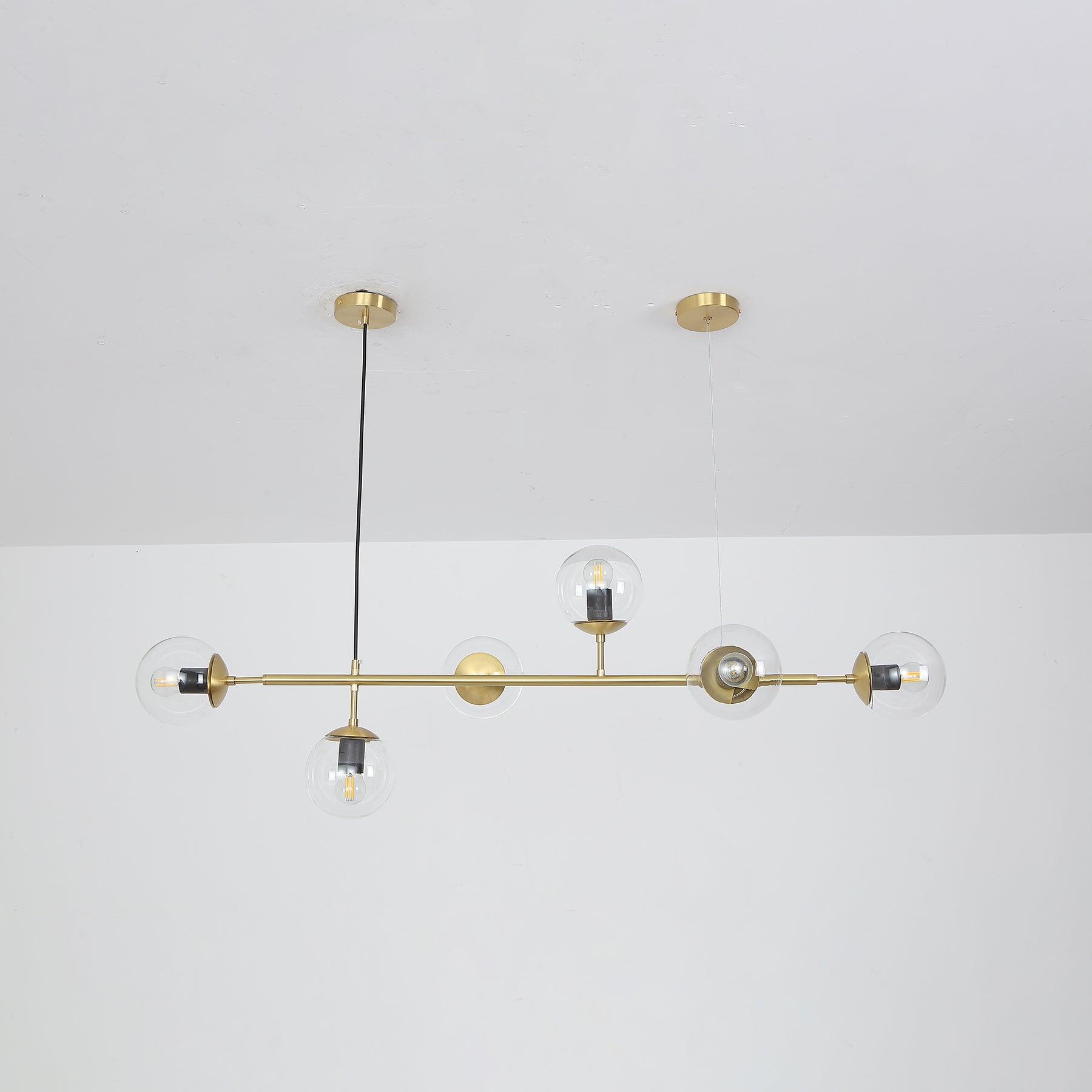 Lustra Pendant Lamp Orb Brass Glass for Living Room - Letslighting