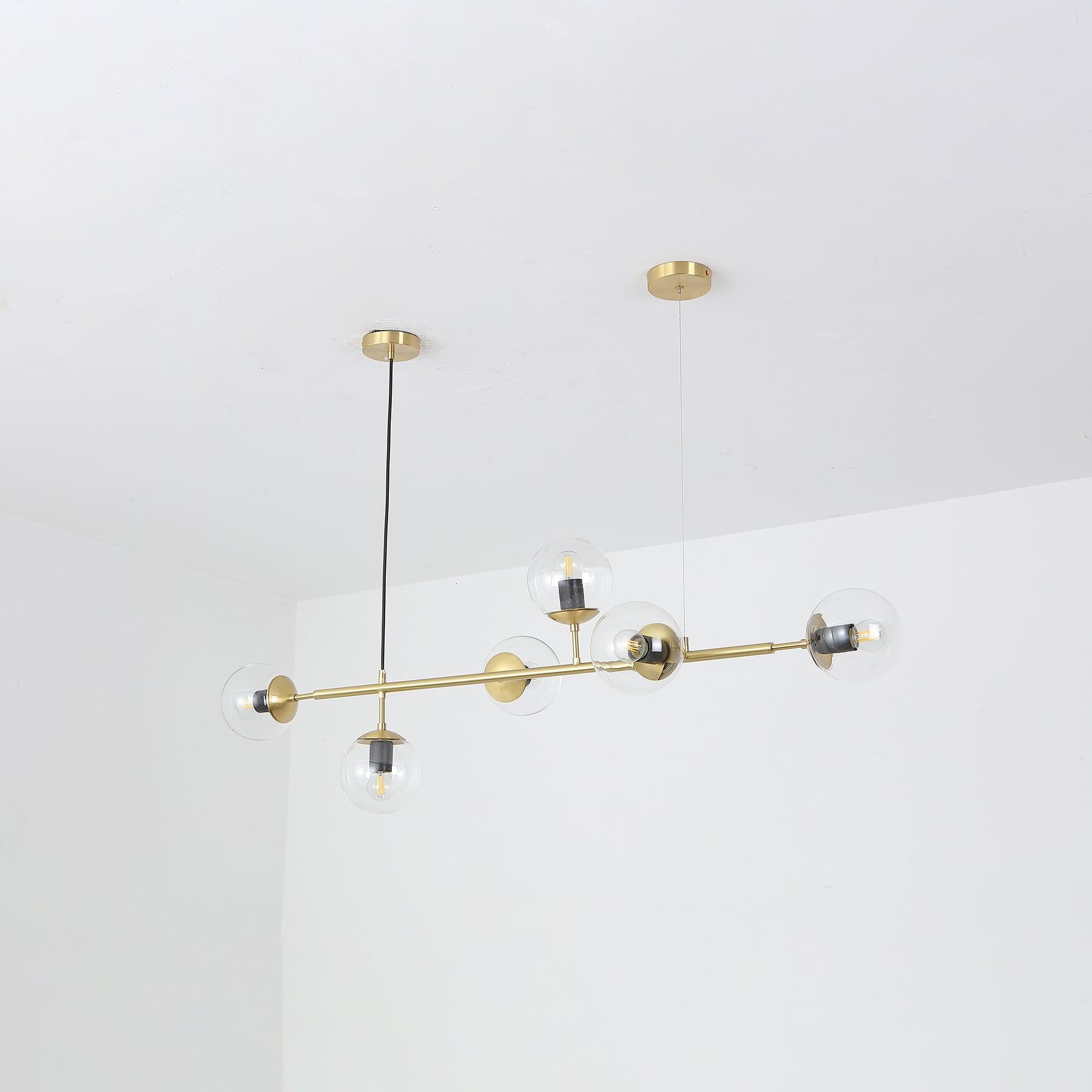 Lustra Pendant Lamp Orb Brass Glass for Living Room - Letslighting
