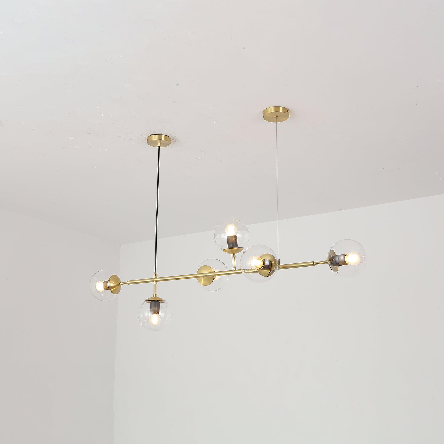 Lustra Pendant Lamp Orb Brass Glass for Living Room - Letslighting