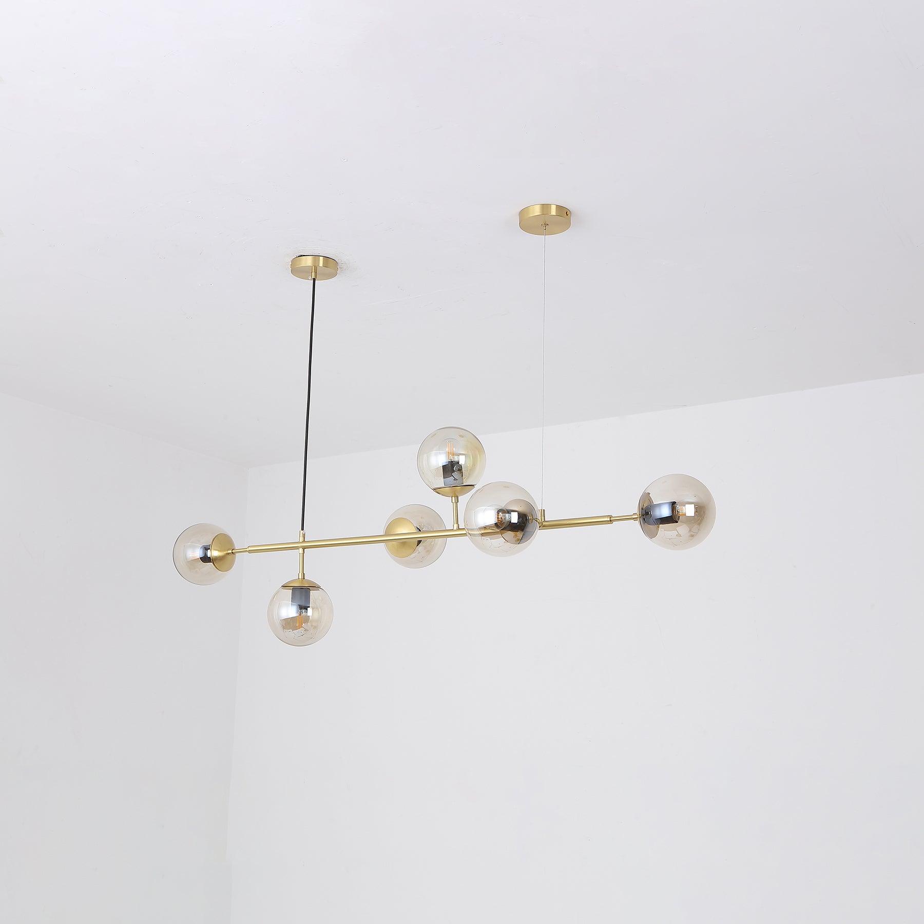 Lustra Pendant Lamp Orb Brass Glass for Living Room - Letslighting