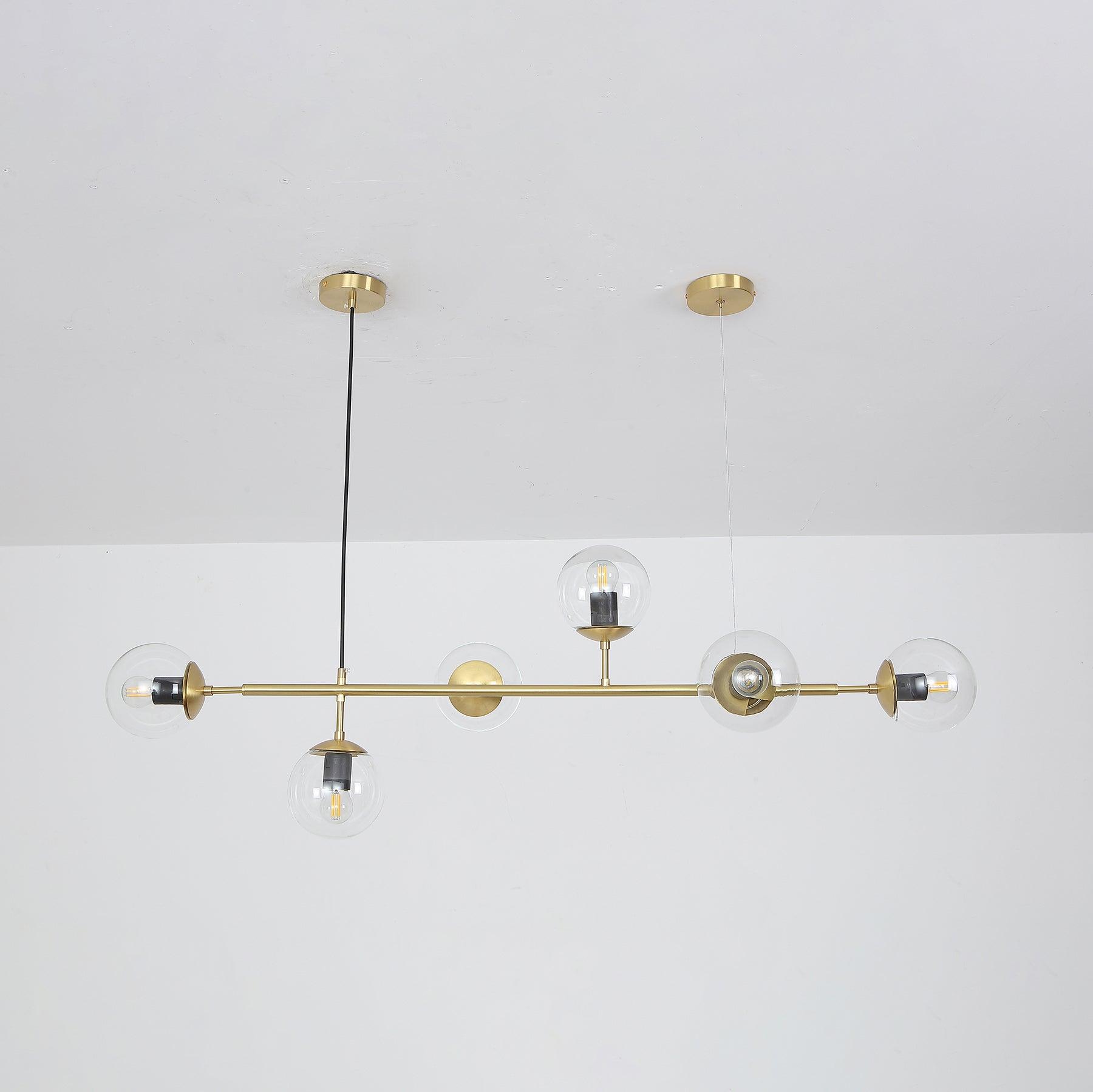 Lustra Pendant Lamp Orb Brass Glass for Living Room - Letslighting