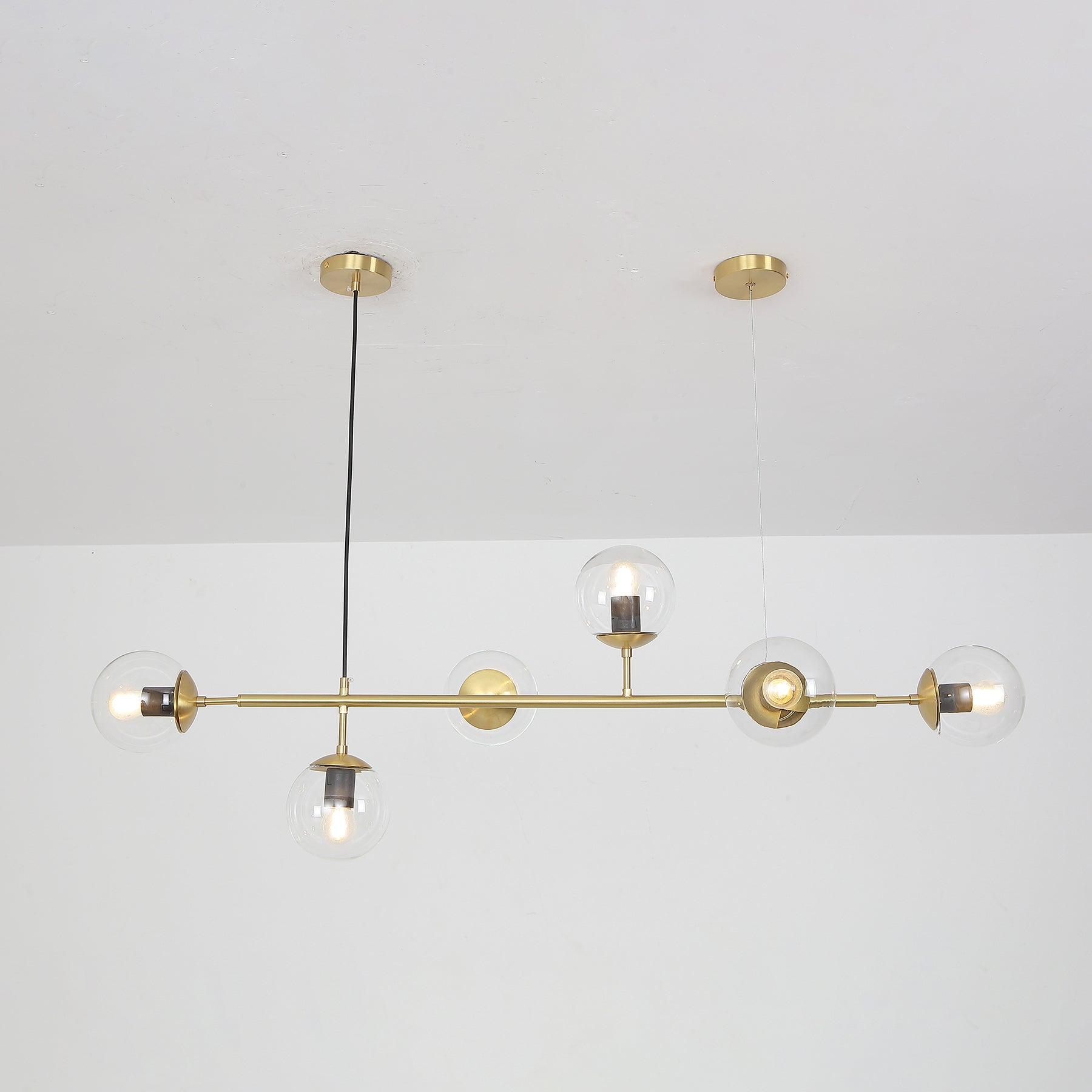 Lustra Pendant Lamp Orb Brass Glass for Living Room - Letslighting