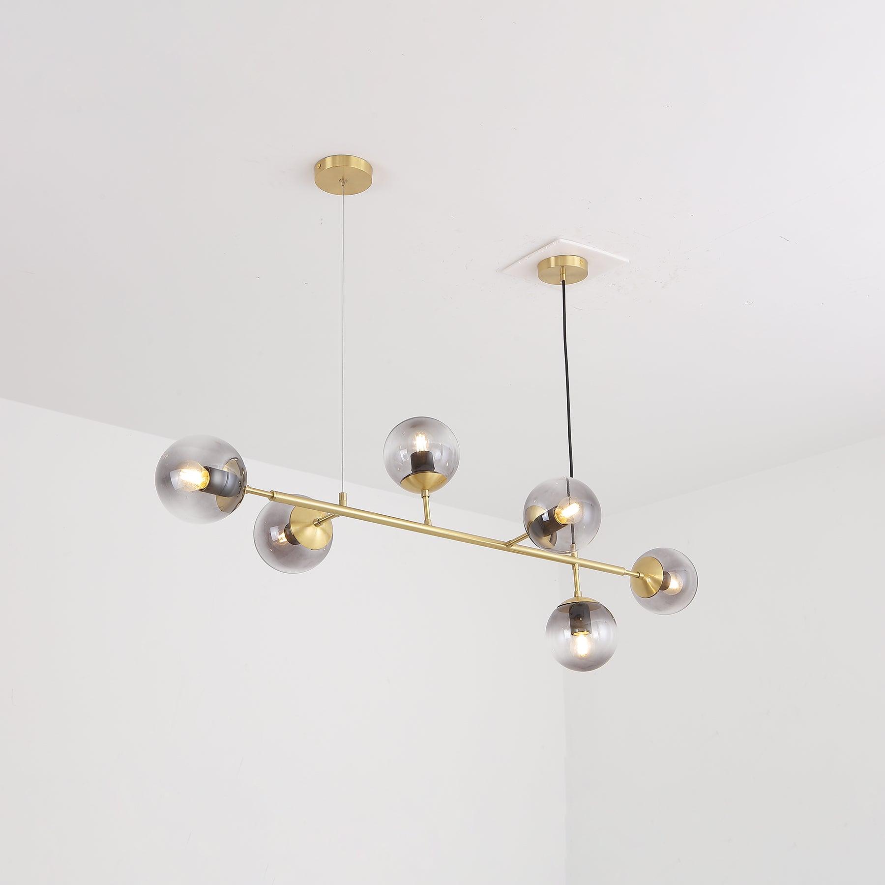 Lustra Pendant Lamp Orb Brass Glass for Living Room - Letslighting