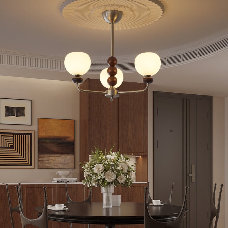 Vilorira Traditional Classic Orb Walnut Wood Glass Chandelier - Letslighting