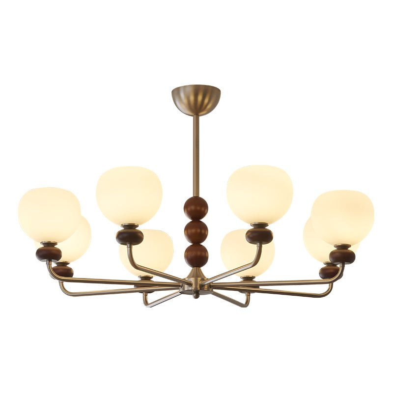 Vilorira Traditional Classic Orb Walnut Wood Glass Chandelier - Letslighting
