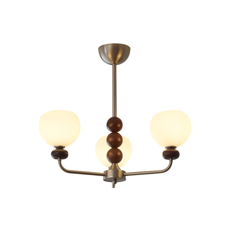 Vilorira Traditional Classic Orb Walnut Wood Glass Chandelier - Letslighting