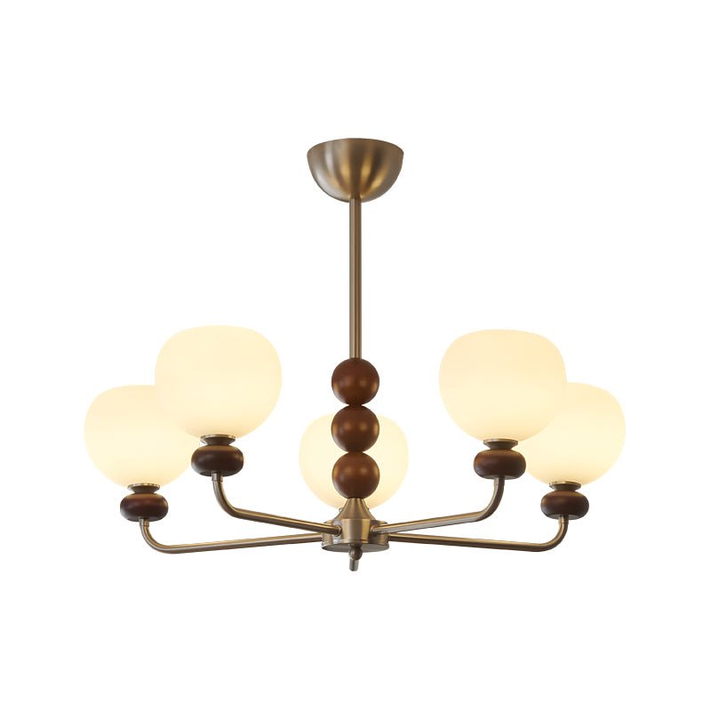 Vilorira Traditional Classic Orb Walnut Wood Glass Chandelier - Letslighting