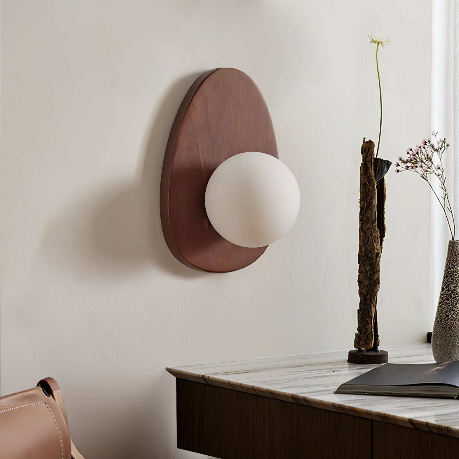 Ephael Premium Nordic Art Walnut Glass Wall Lamp - Letslighting