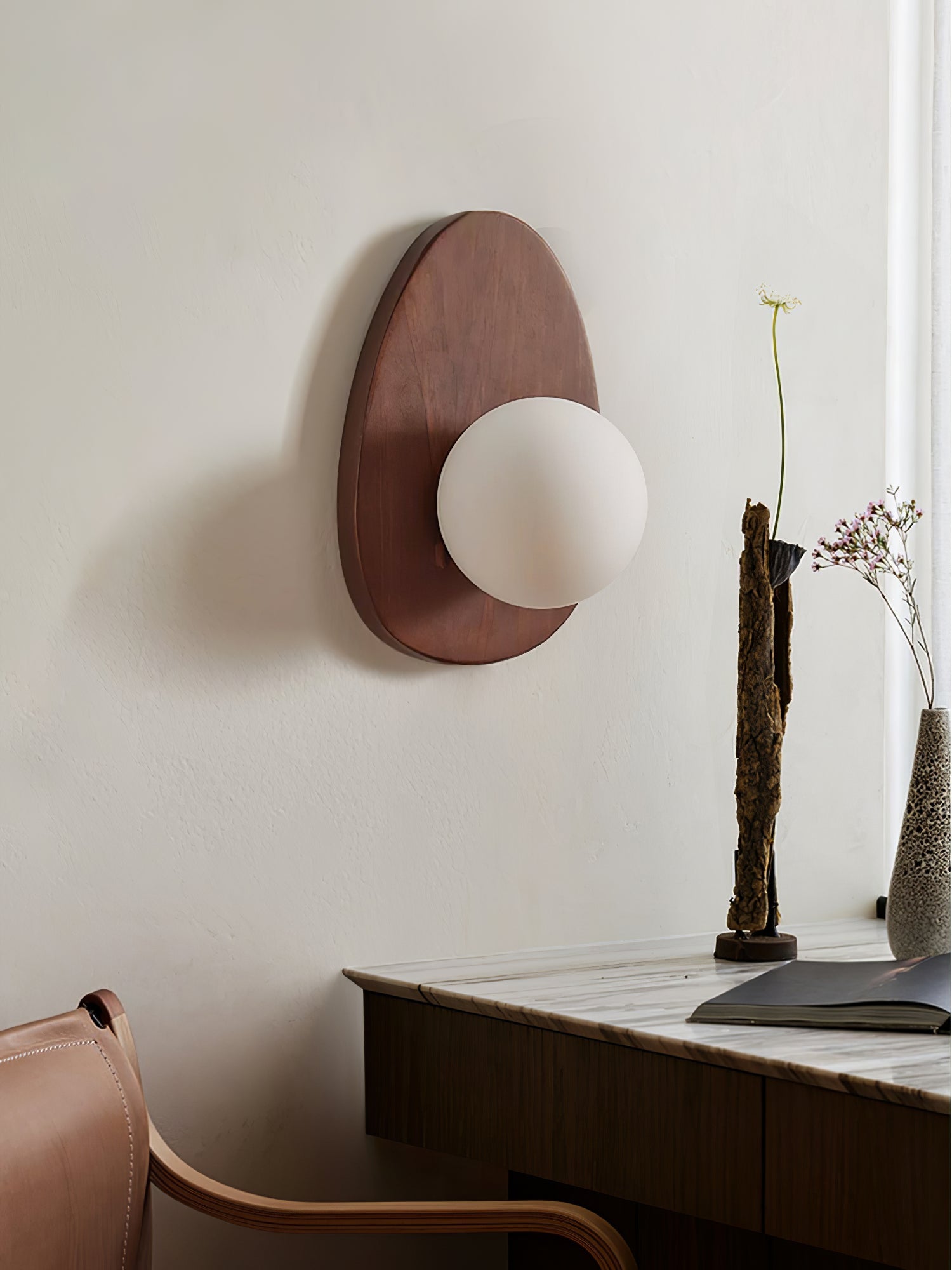 Ephael Premium Nordic Art Walnut Glass Wall Lamp - Letslighting