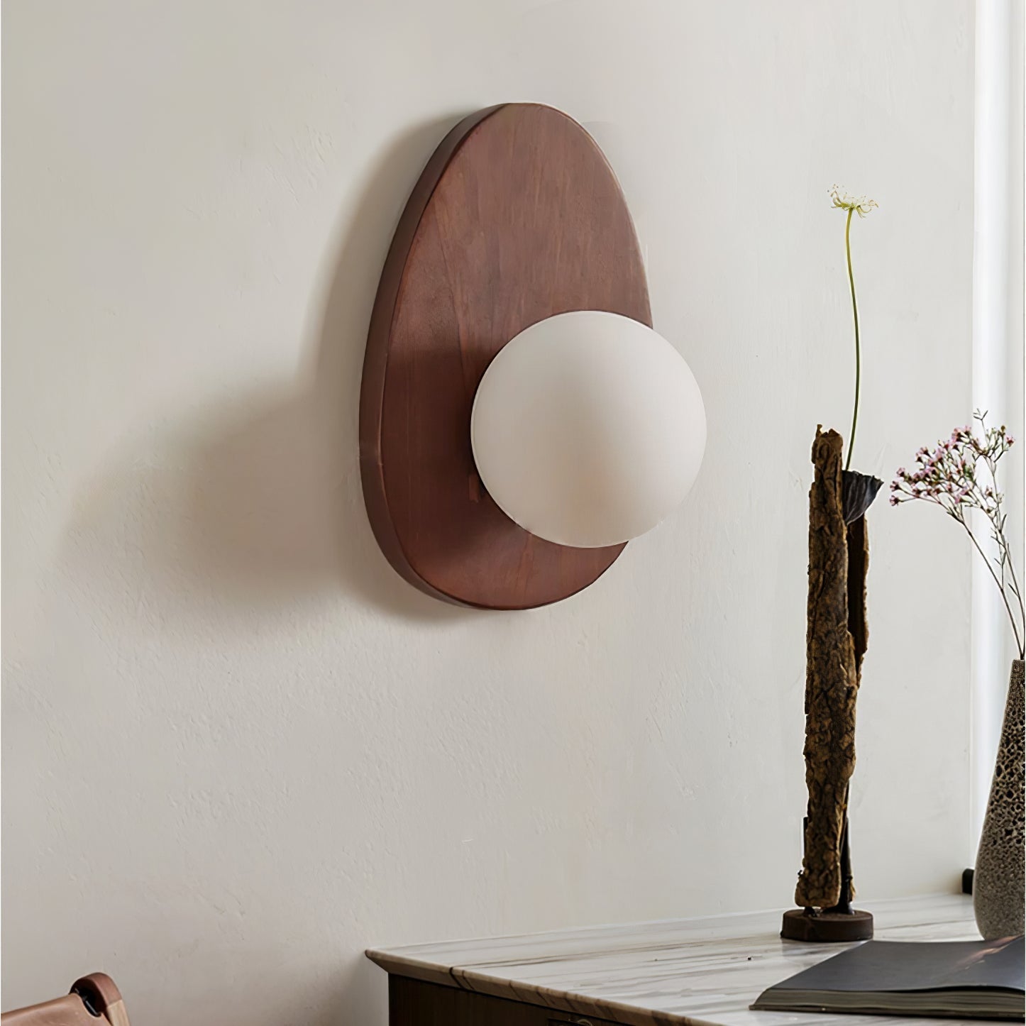 Ephael Premium Nordic Art Walnut Glass Wall Lamp - Letslighting