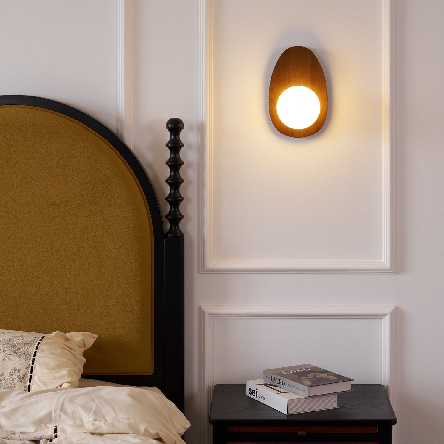 Ephael Premium Nordic Art Walnut Glass Wall Lamp - Letslighting