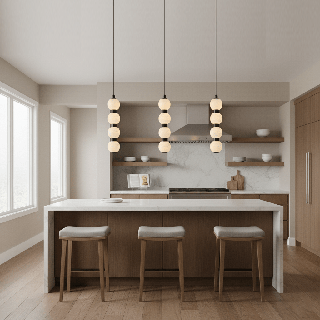 Orbique Modern Metal & Alabaster Pendant Light