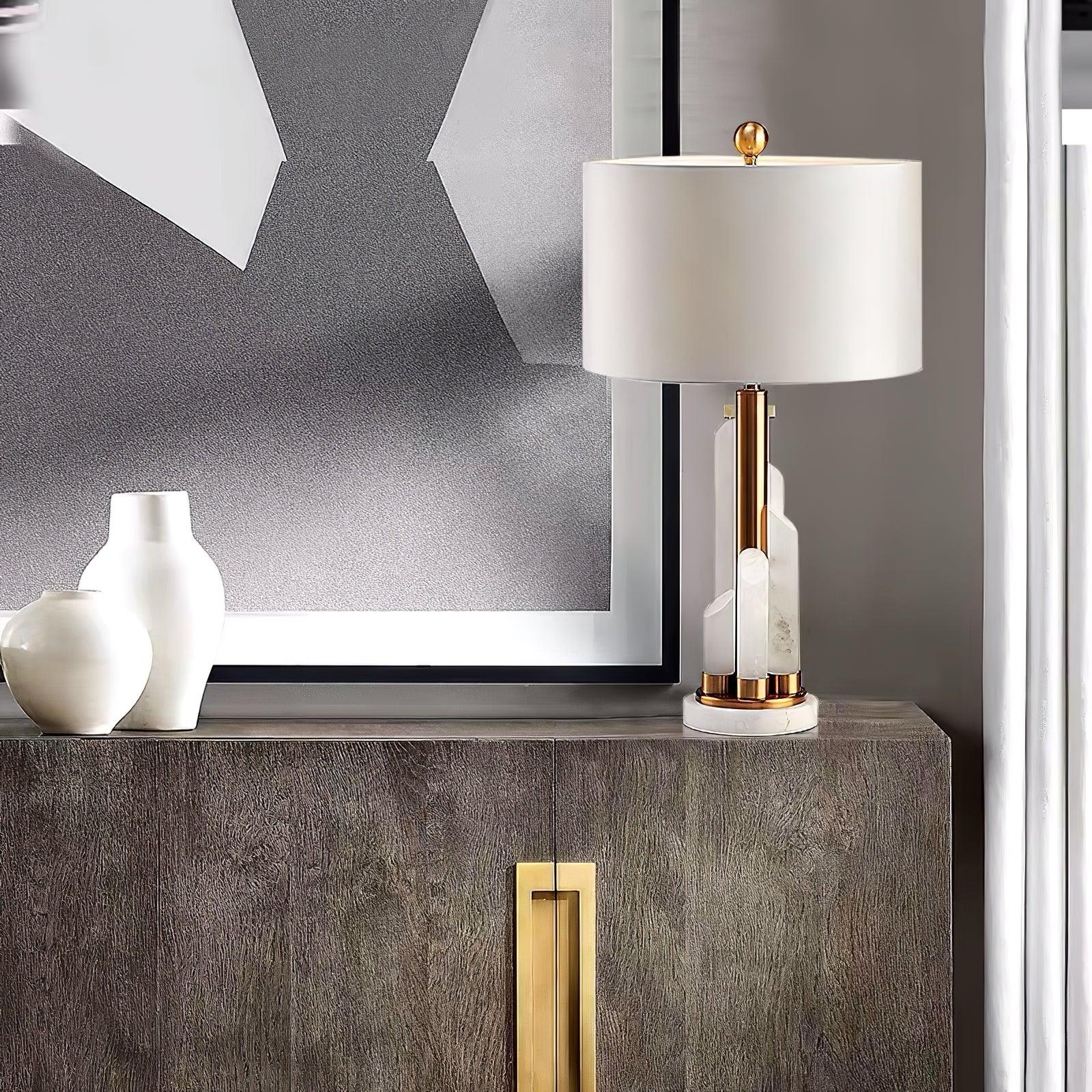 Olvenor Cylindrical Alabaster Table Lamp - Letslighting