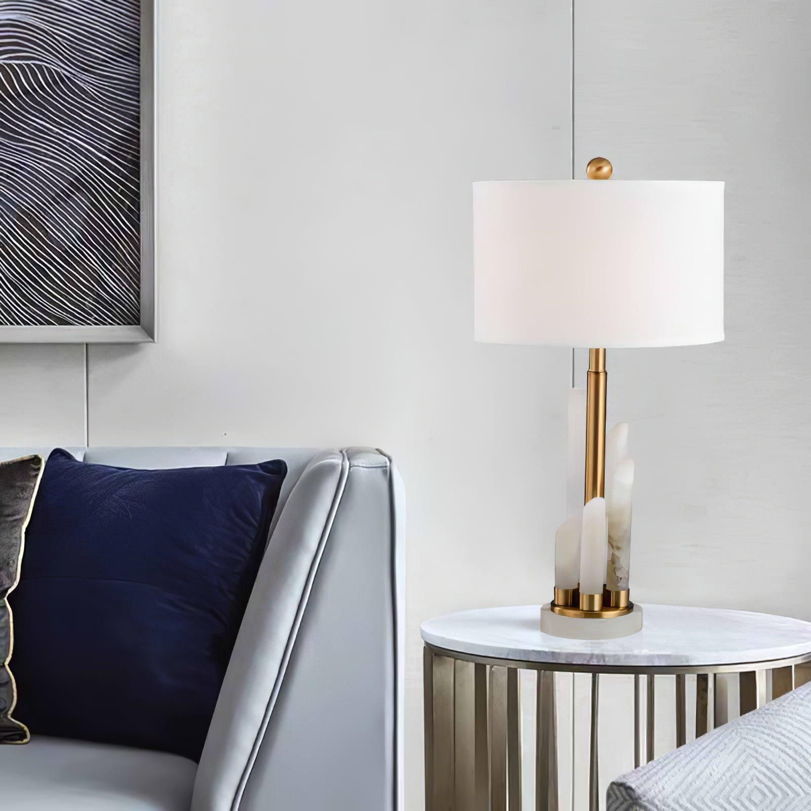 Olvenor Cylindrical Alabaster Table Lamp - Letslighting