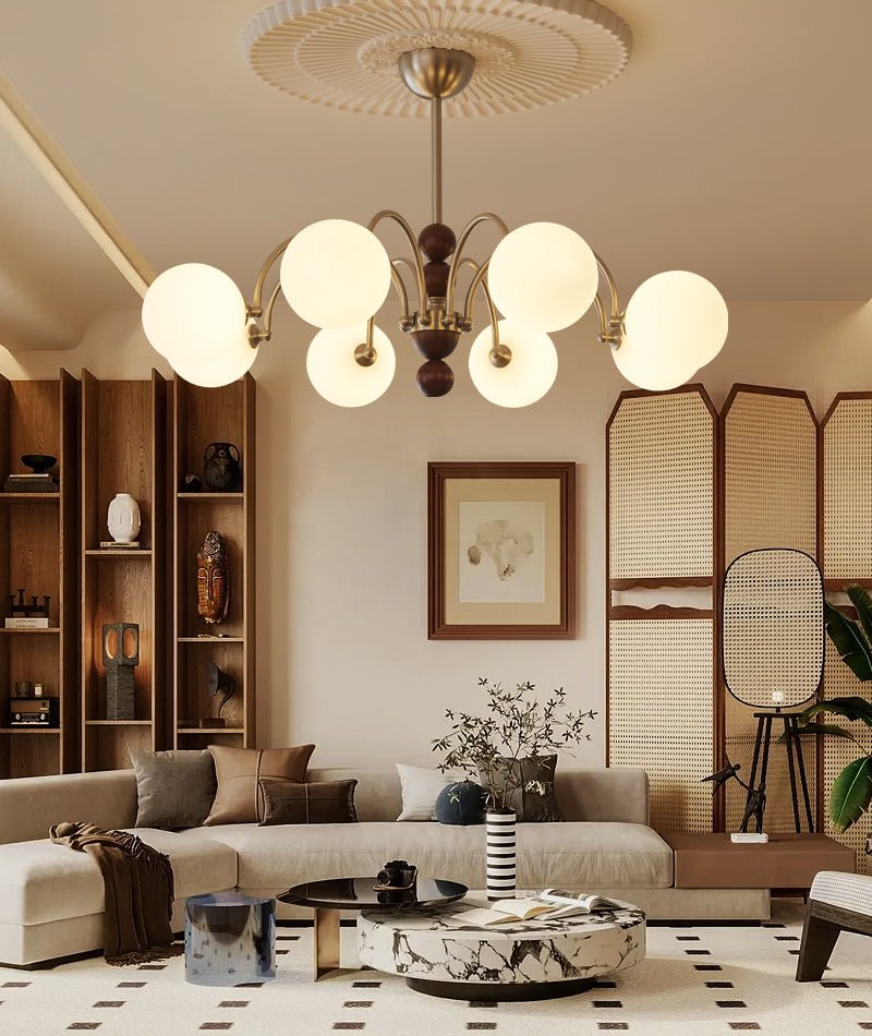 Orbital Premium Nordic Art Curve Wood Glass Chandelier - Letslighting