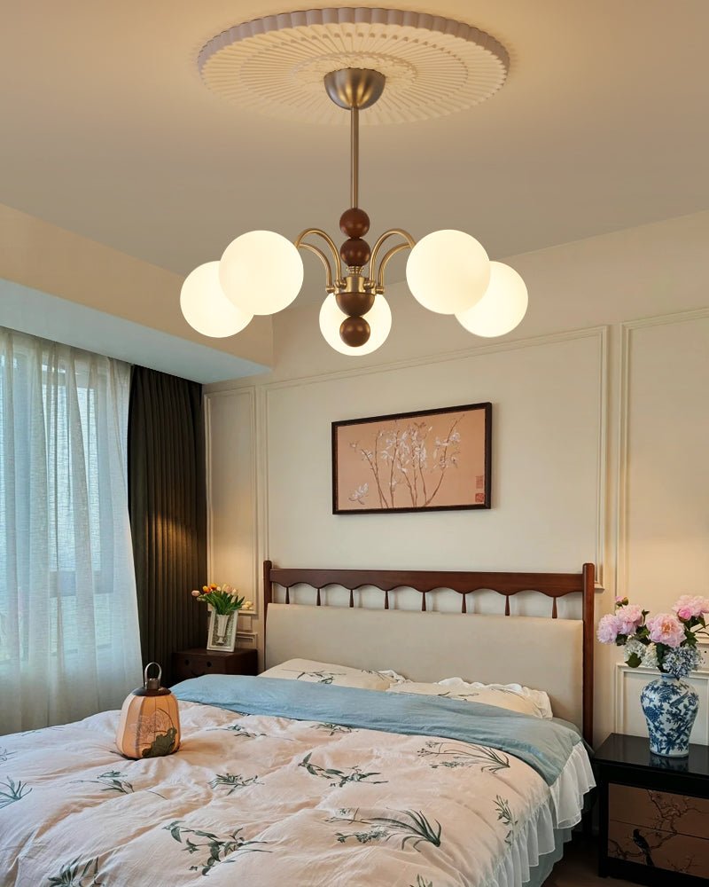 Orbital Premium Nordic Art Curve Wood Glass Chandelier - Letslighting
