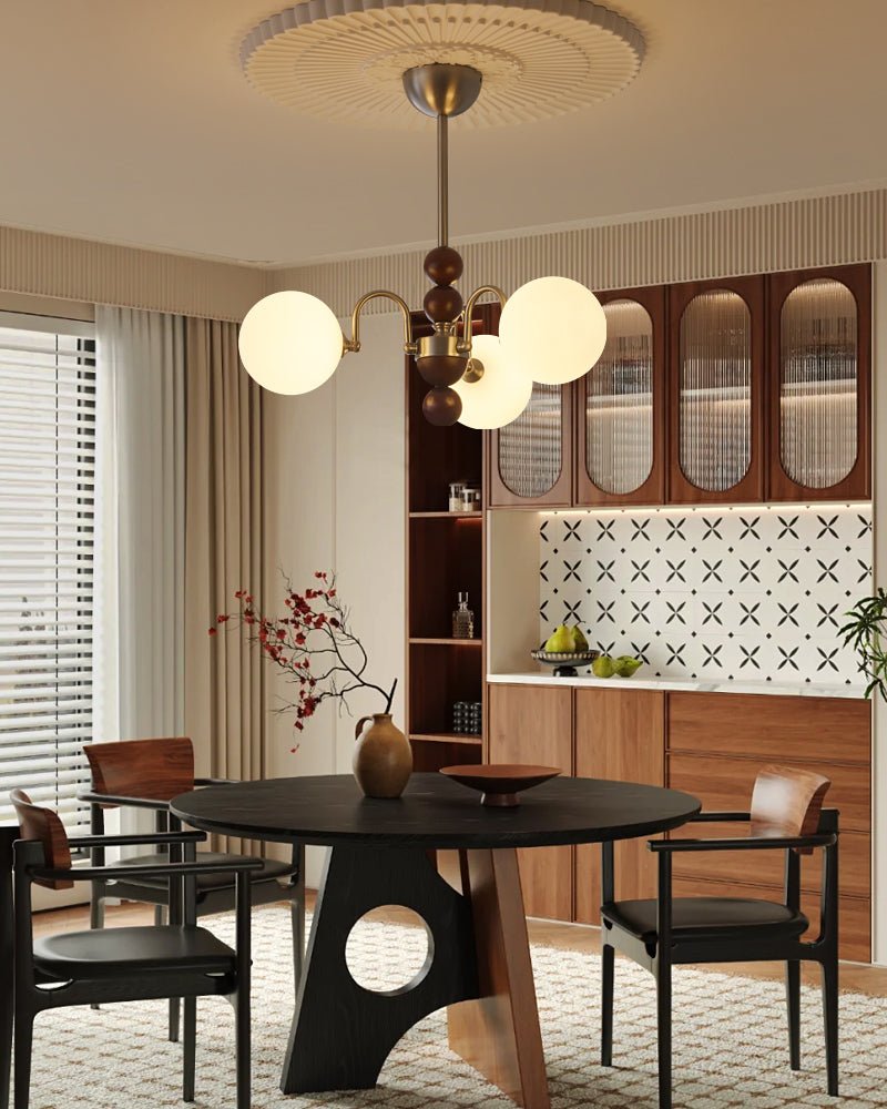 Orbital Premium Nordic Art Curve Wood Glass Chandelier - Letslighting