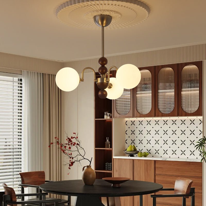 Orbital Premium Nordic Art Curve Wood Glass Chandelier - Letslighting