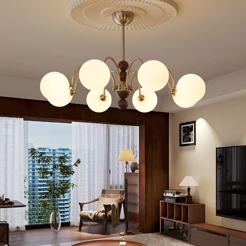 Orbital Premium Nordic Art Curve Wood Glass Chandelier - Letslighting