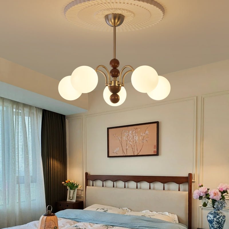 Orbital Premium Nordic Art Curve Wood Glass Chandelier - Letslighting