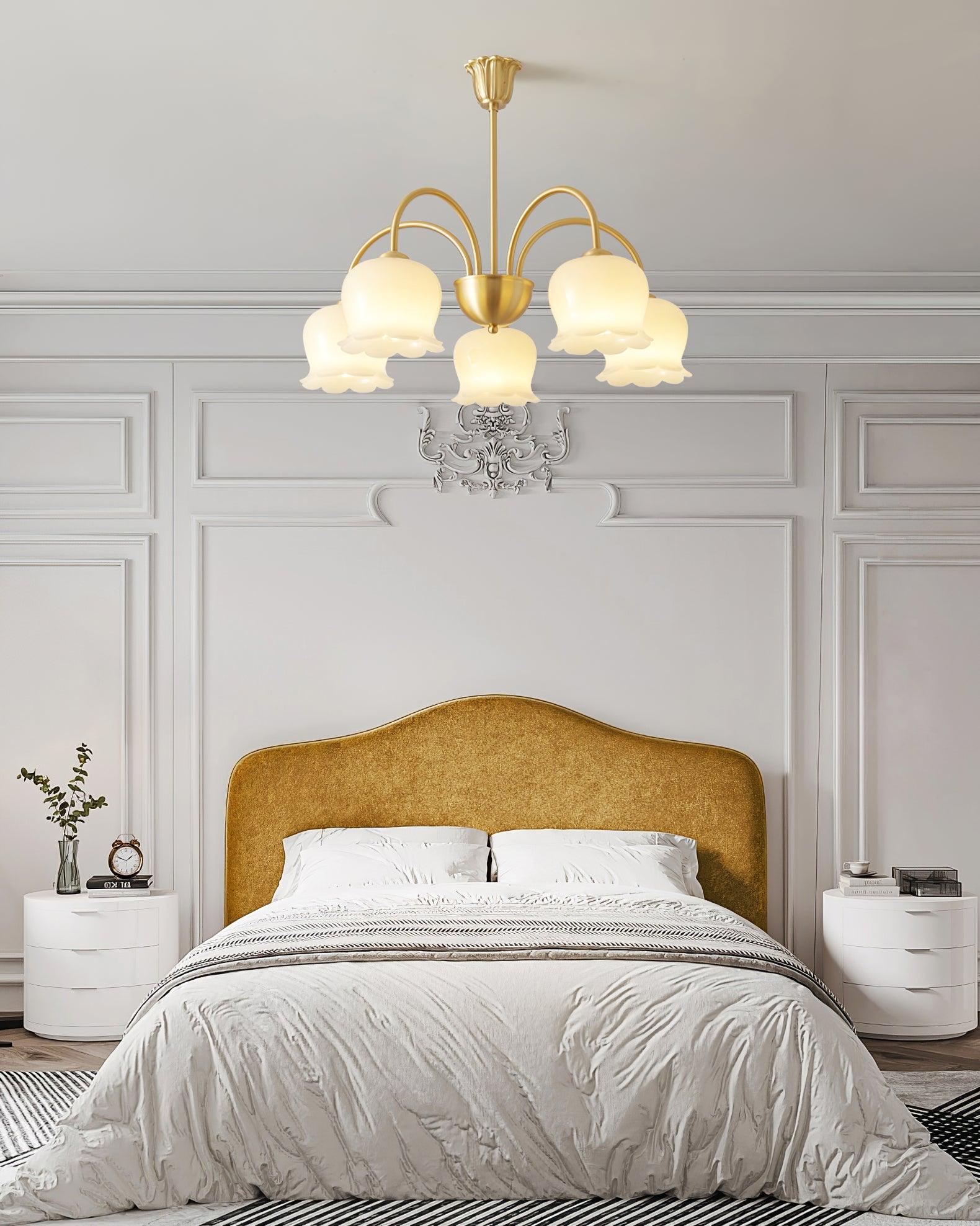 Lustra Chandelier Brass Elegant Curved Arm - Letslighting